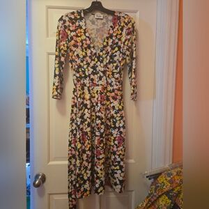 Leota Abstract Print Faux Wrap Dress